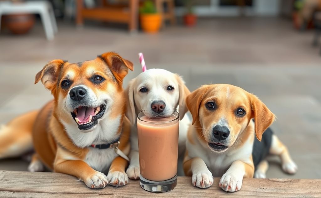 Dogs enjoying a refreshing smoothie treat