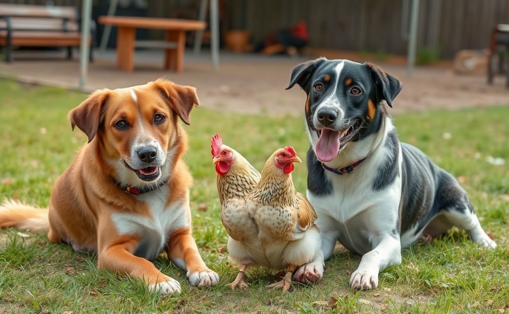 Dogs that are friendly with chickens together