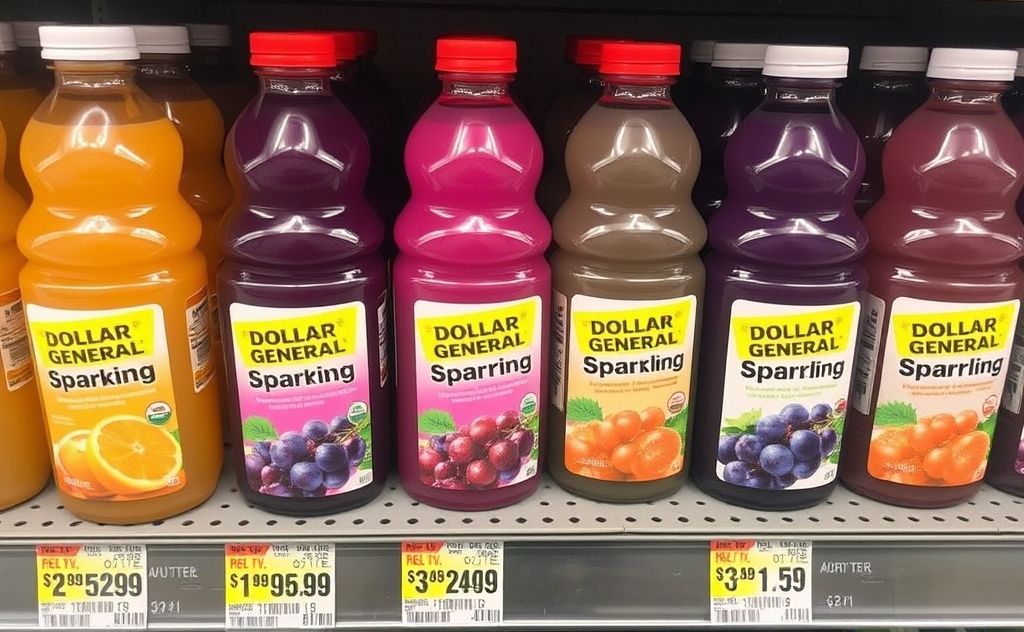Dollar General sparkling grape juice selection