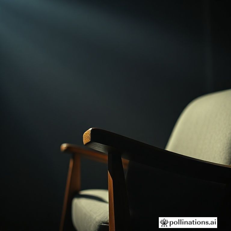 Poltrona Mid-Century com um arranh&atilde;o sutil no bra&ccedil;o, sob luz dram&aacute;tica