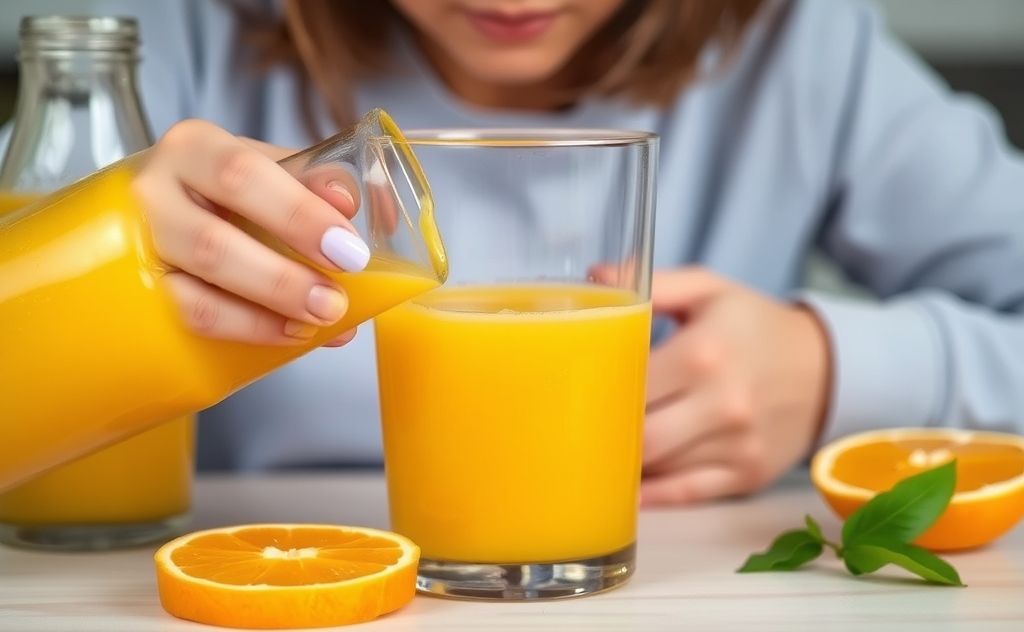Drinking spoiled orange juice causes stomach pain.