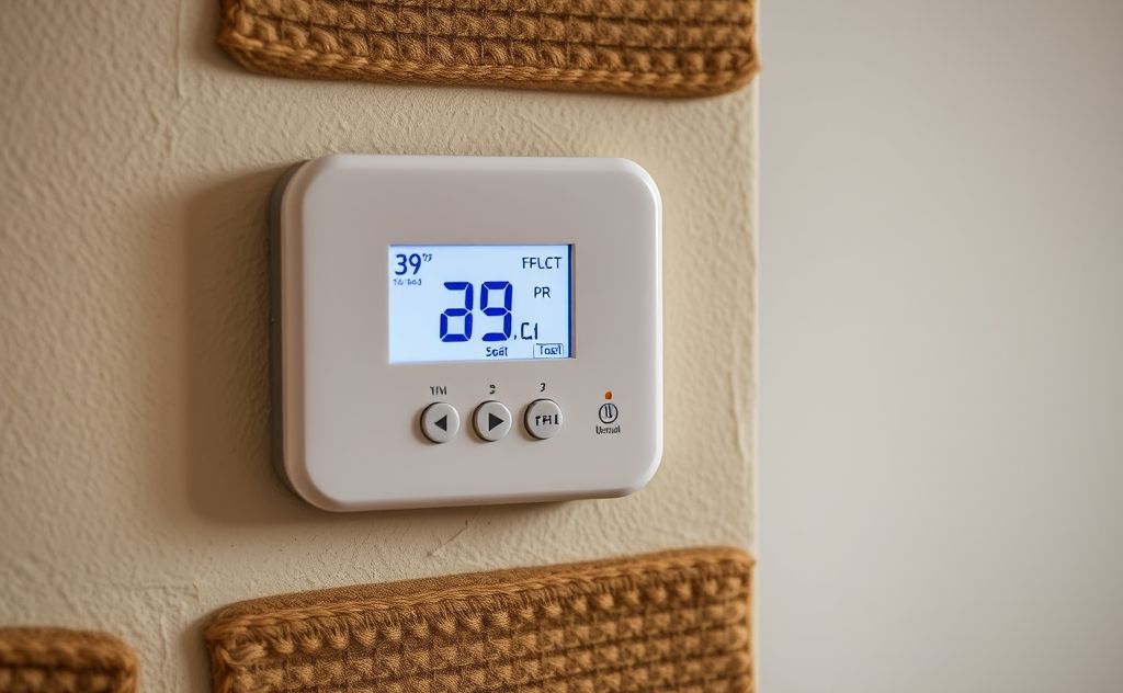 Dual fuel thermostat in a cozy home setting