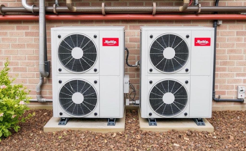 Dual heating cooling heat pumps in HVAC system