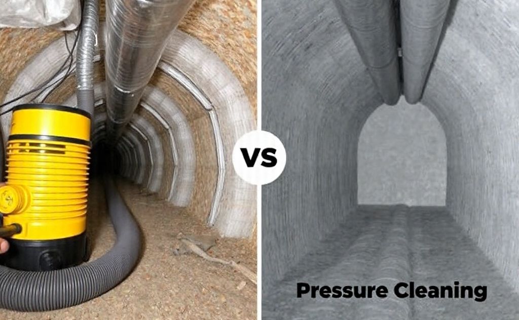 Duct cleaning with vacuum vs pressure cleaning