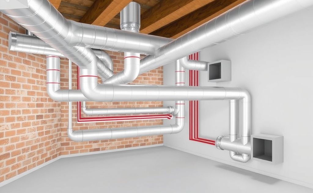 Ductwork design layout for central heating efficiency