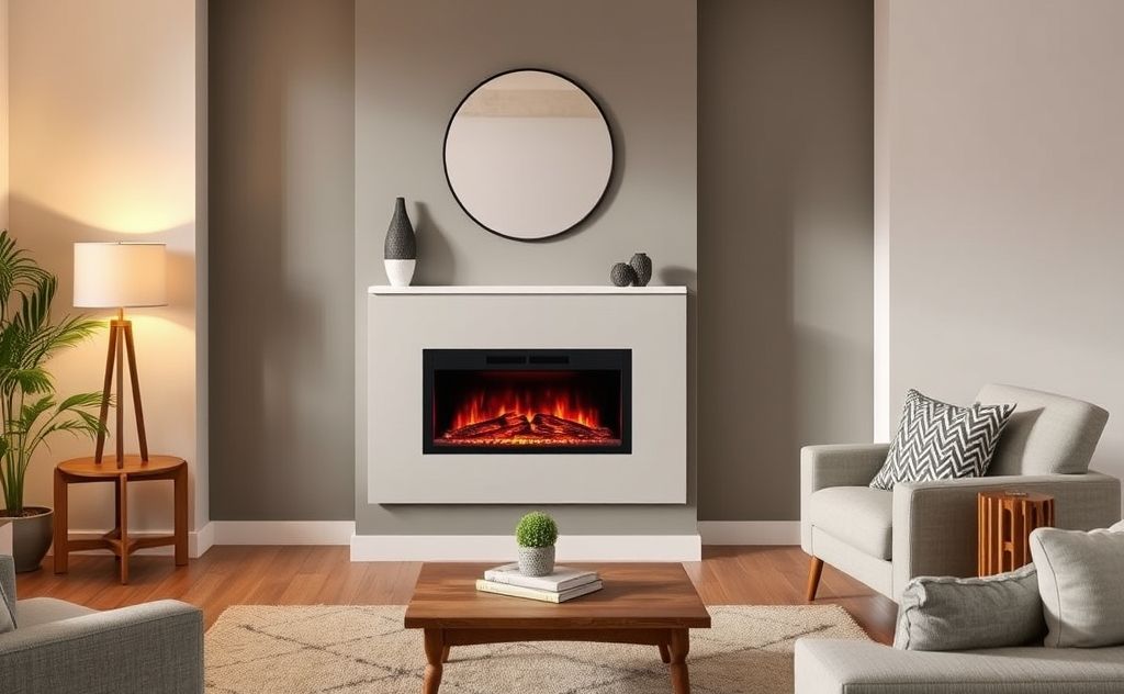 Durable electric fireplace in cozy living room setting