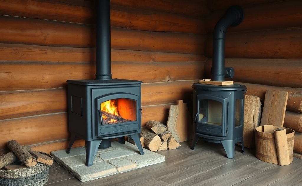 Durable wood stove in a cozy cabin setting