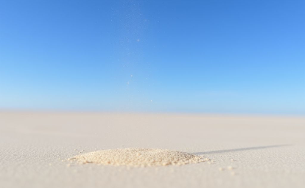 Dust particles settling on a clean surface with a blue sky background.