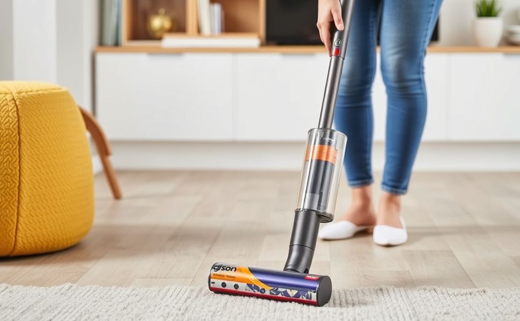Dyson vacuum cleaner enhances cleaning efficiency and ease.