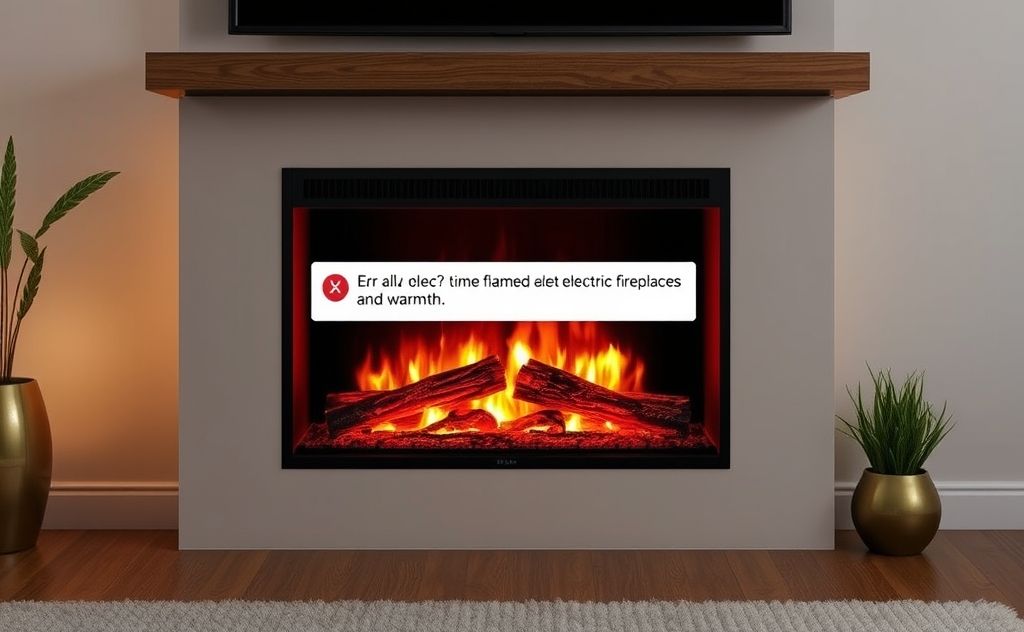 E3 error on electric fireplace with flames and warmth