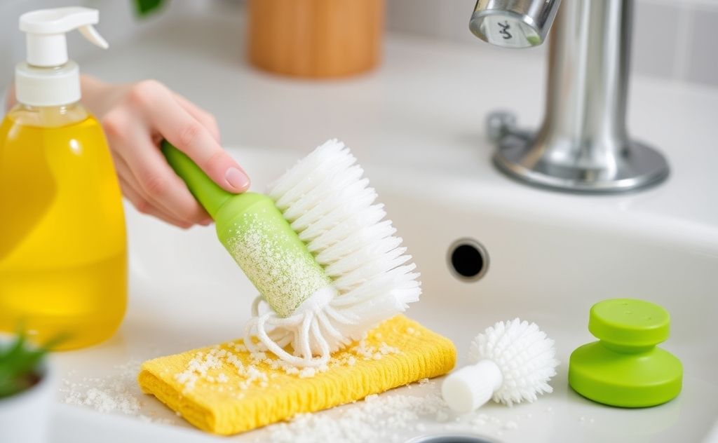 Eco-friendly cleaning tools in action.