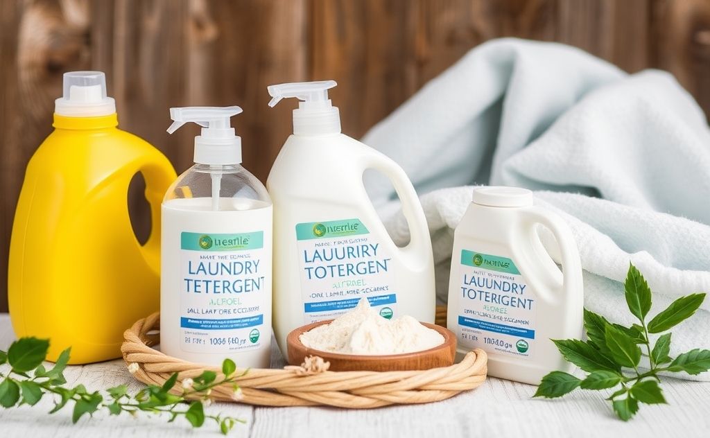 Eco-friendly laundry detergent alternatives in natural settings