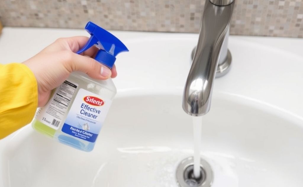 Effective cleaner for sinks and faucets.