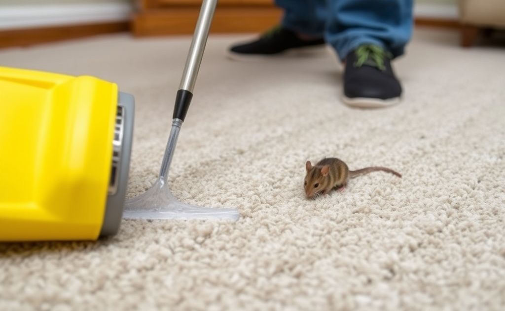 Effective cleanup of mouse droppings from carpet