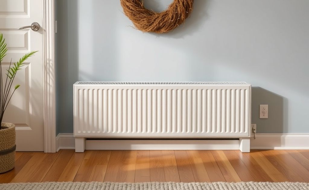 Efficient electric baseboard heater in a cozy room