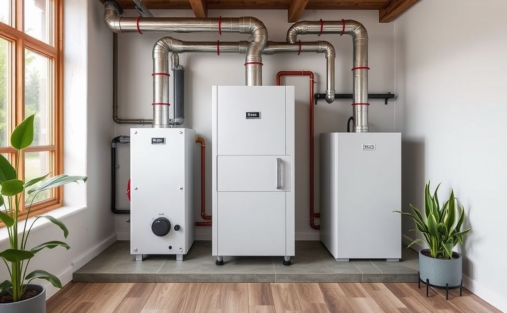 Efficient geothermal hydronic boiler in a modern setting
