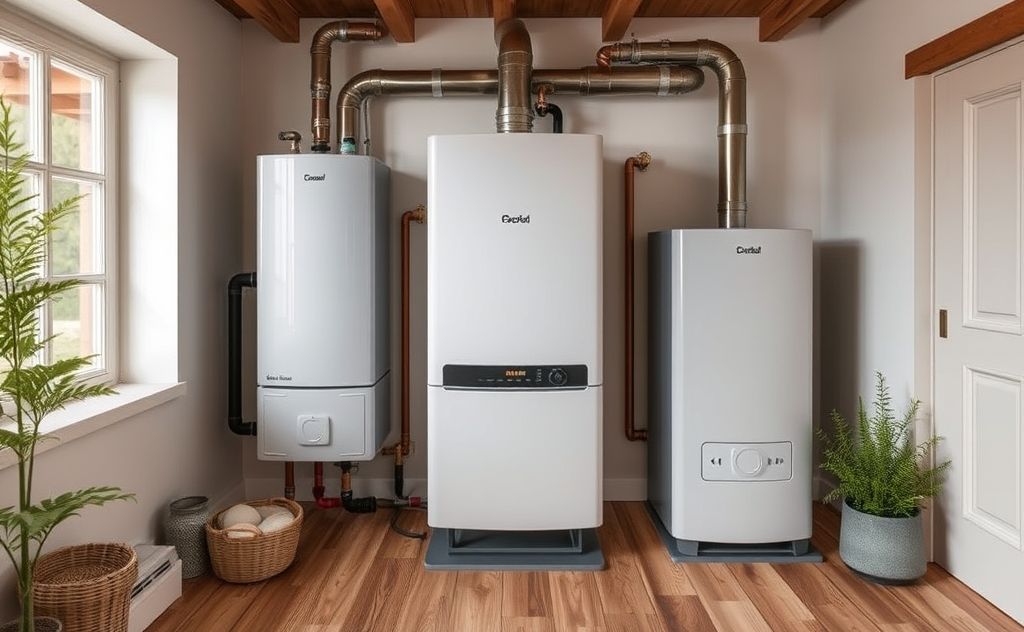 Efficient hydronic boiler in a cozy home setting