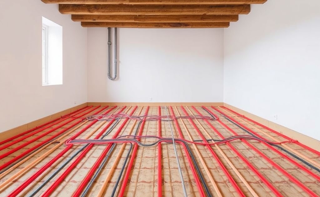 Efficient hydronic heating beneath the floor system
