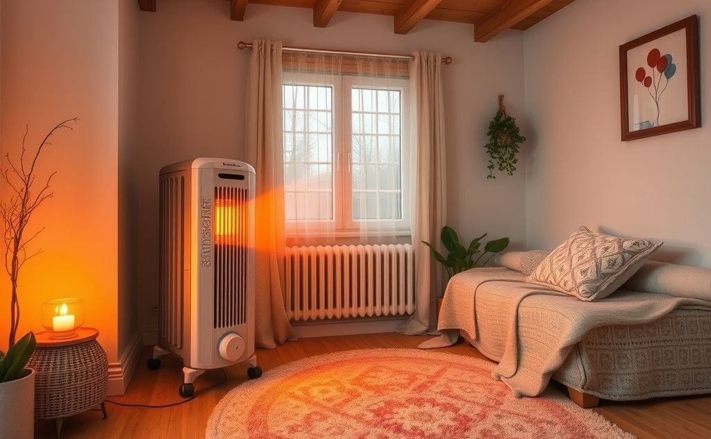 Efficient oil heater warming up a cozy room