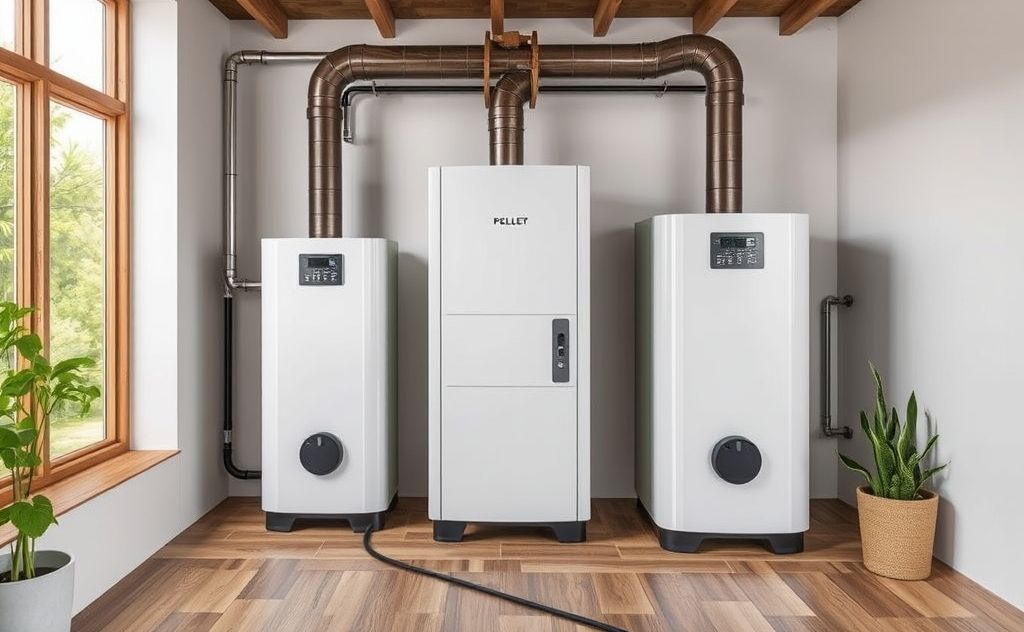 Efficient pellet hydronic boiler in a modern setting