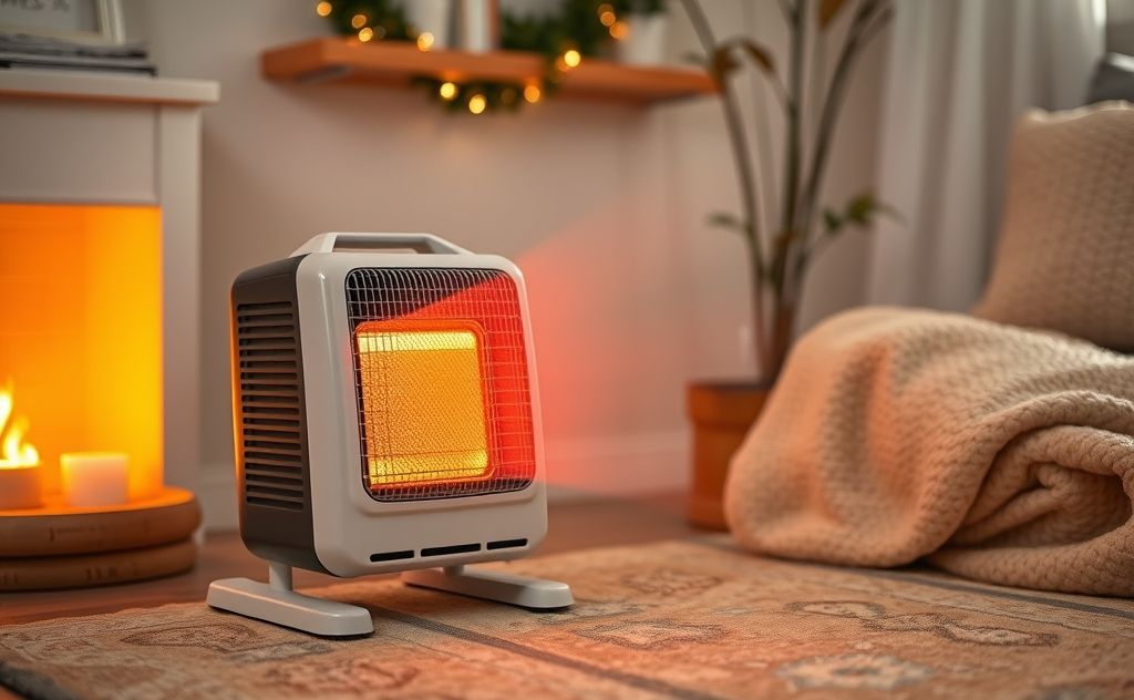 Efficient portable heater in a cozy room setting