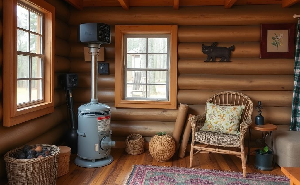 Efficient propane heater in a cozy home setting