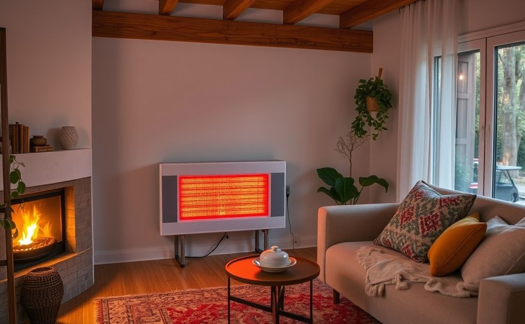 Efficient quartz infrared heater in a cozy setting