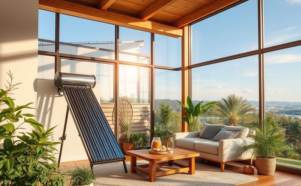 Efficient solar heater warming a cozy home environment