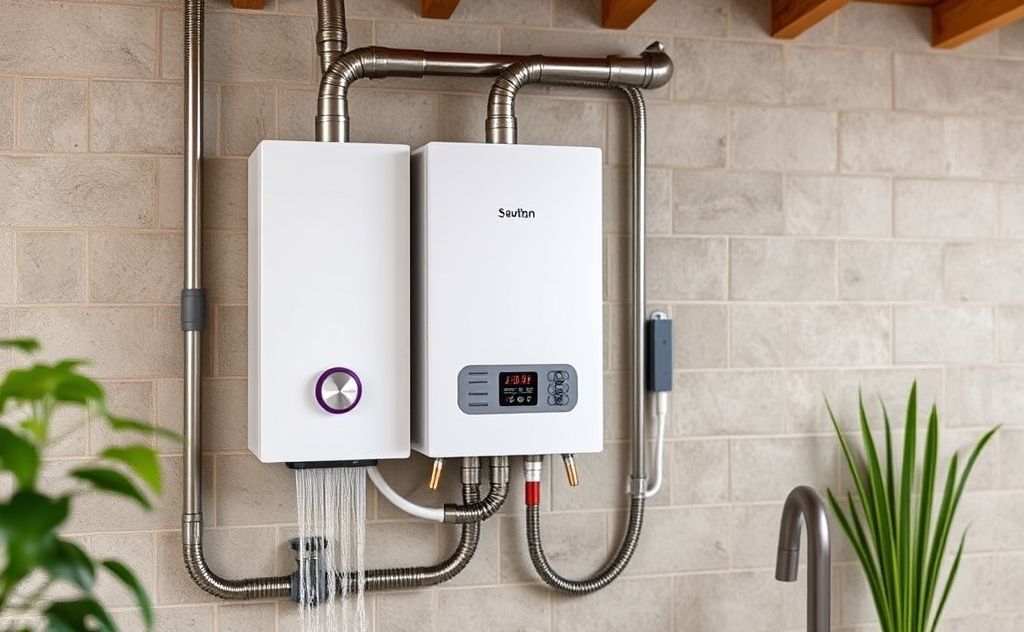 Efficient tankless hot water system in action