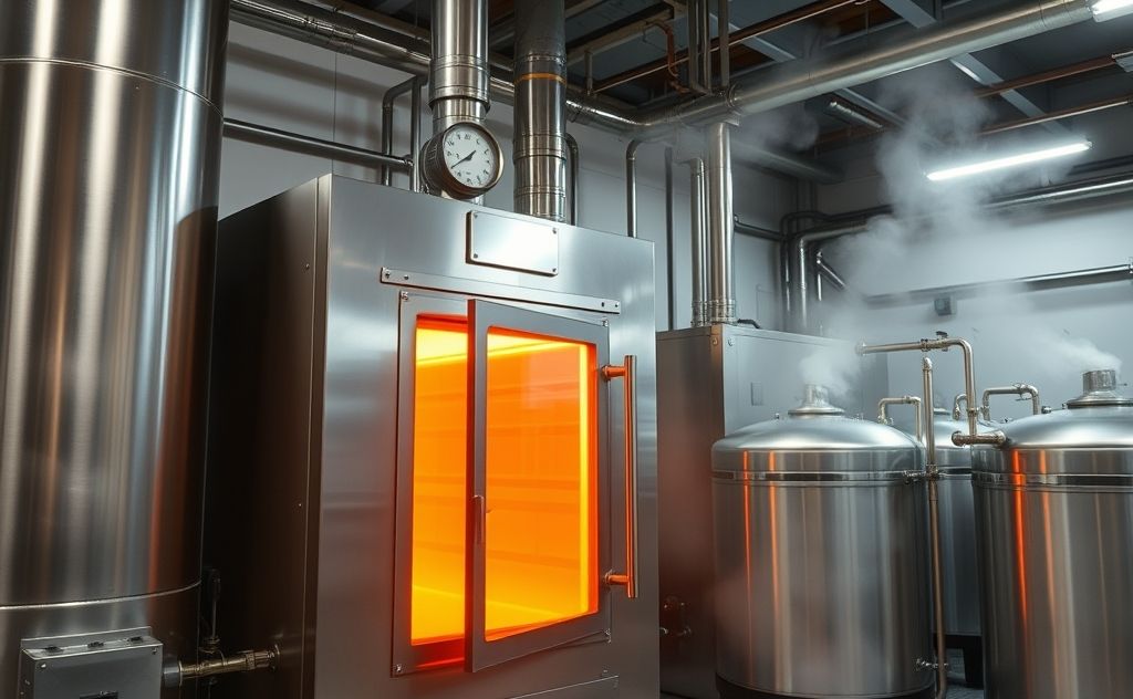 Efficient water heating furnace in action