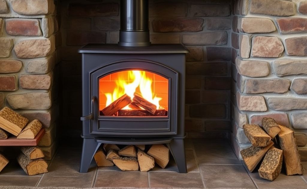 Efficient wood burning stove with high BTU output