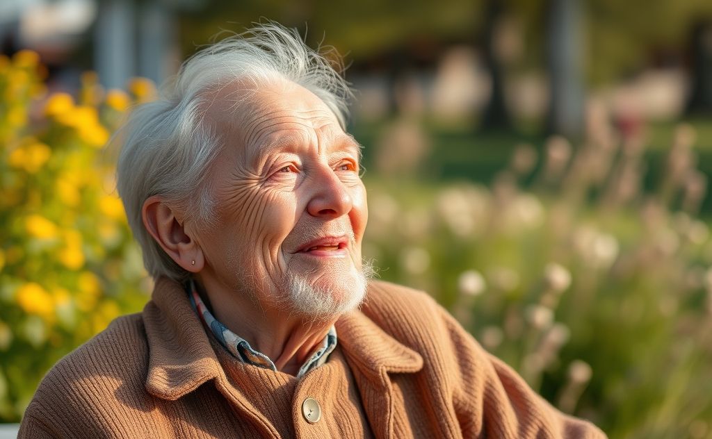 Elderly person feeling the heat outdoors