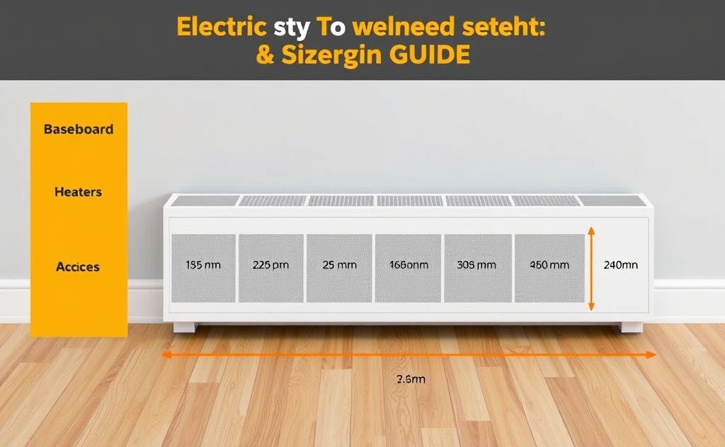 Electric baseboard heater with sizing guide