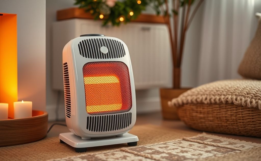Electric ceramic heater in a cozy room setting