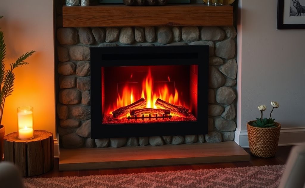 Electric fireplace consuming amps in a cozy setting