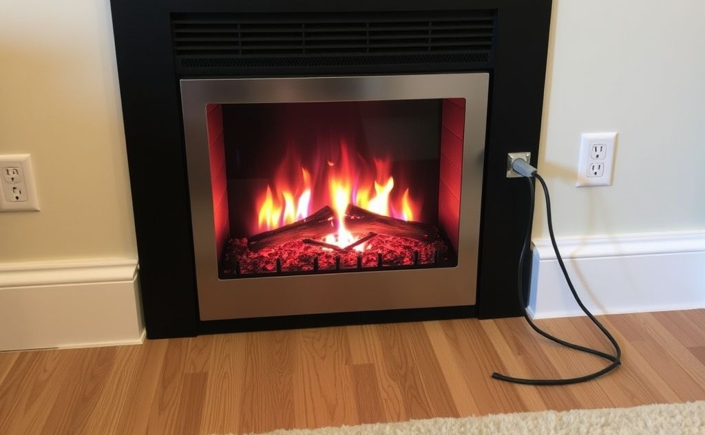 Electric fireplace plugged into standard outlet