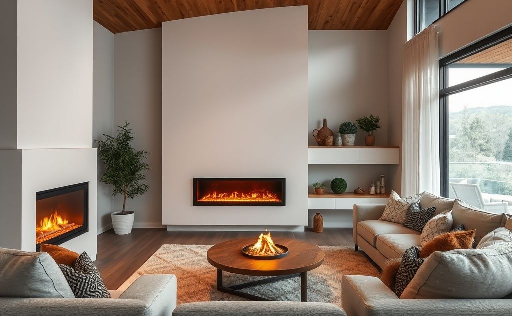 Electric fireplaces in cozy modern living spaces
