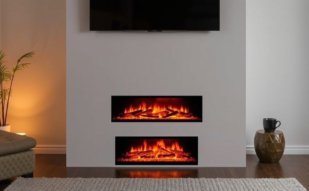 Electric fireplaces mimic flames with light effects