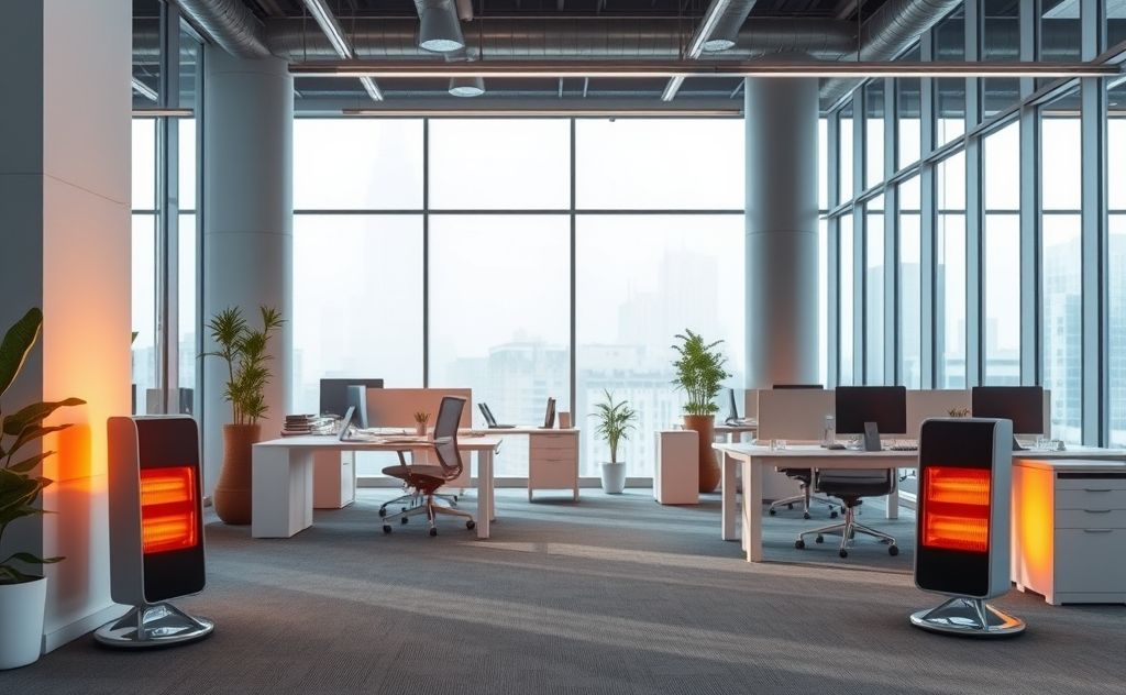 Electric heaters enhance workspace comfort and efficiency.