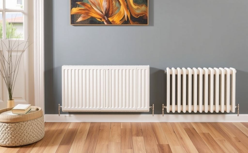 Electric radiators heat spaces efficiently.