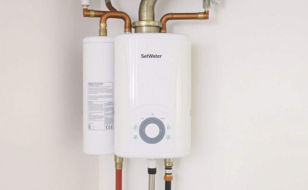 Electric water heater with a visible filter component