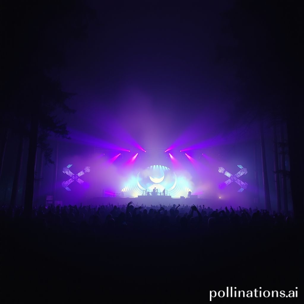 Forest stage with atmospheric lighting