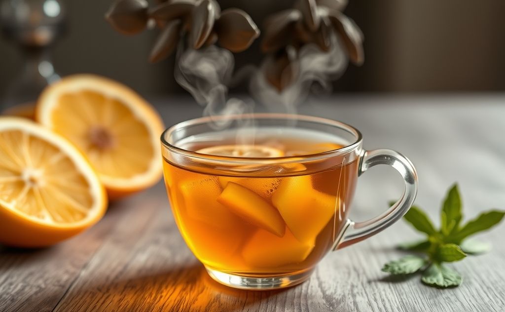 Emergen-C dissolving in steaming hot tea cup