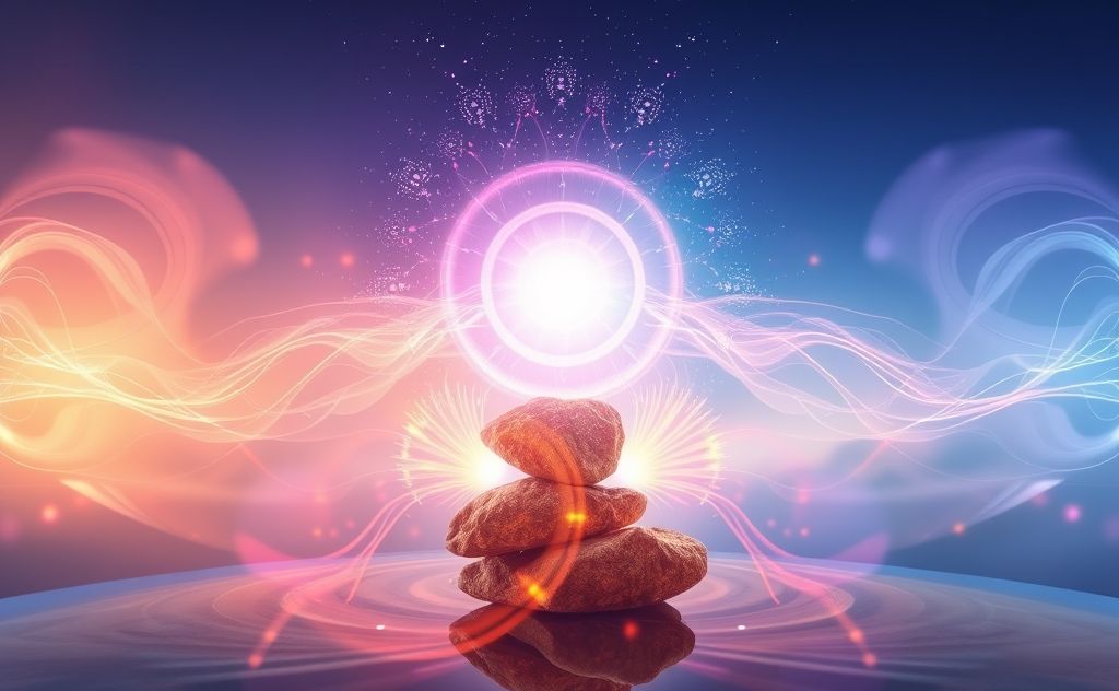 Energy balance concept with vibrant energy flow