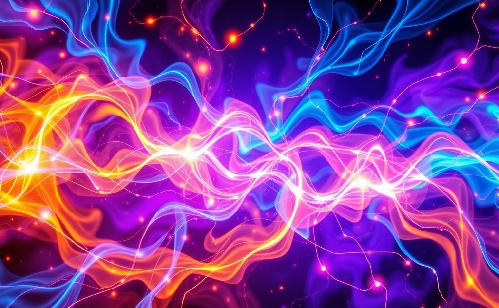 Energy flows through vibrant abstract patterns