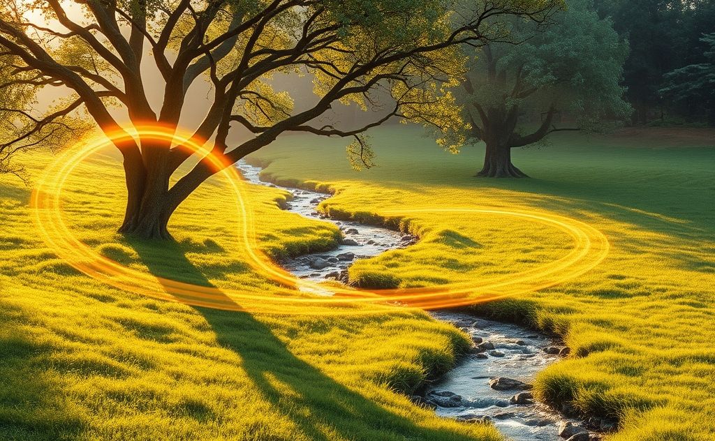 Energy waves flowing through nature's harmony