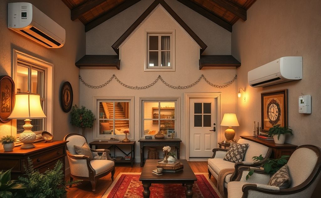 Energy-efficient HVAC solutions for vintage homes in a cozy setting.