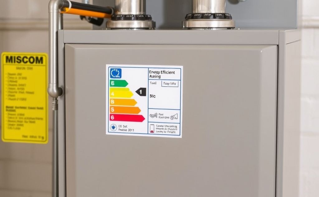 Energy-efficient gas furnace with rating label