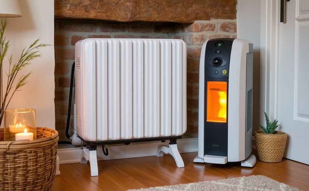 Energy-efficient gas heater in a cozy home setting