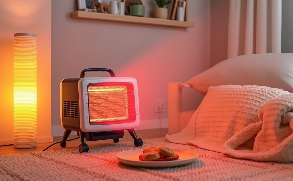 Energy-efficient infrared portable heater in use